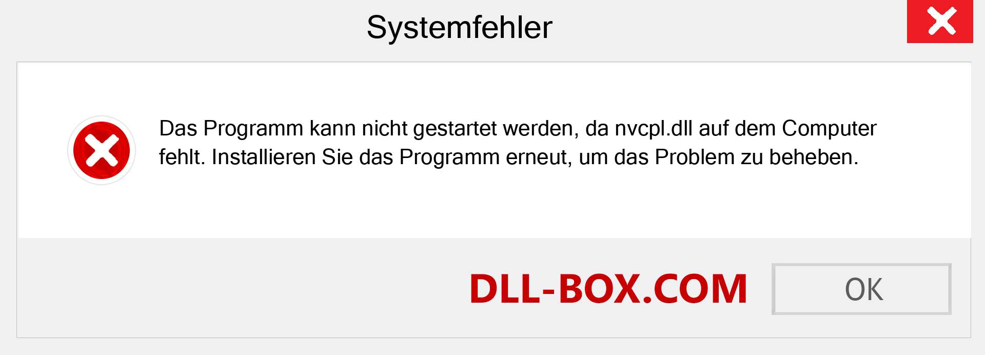 nvcpl.dll-Datei fehlt?. Download für Windows 7, 8, 10 - Fix nvcpl dll Missing Error unter Windows, Fotos, Bildern